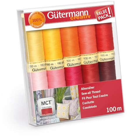 Gütermann creativ Set de fil à coudre avec 10 bobines de fil Pour Tout Coudre 100 m dans différents coloris