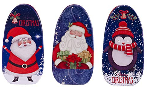 PRETYZOOM Weihnachten Blechdose Keksdosen Süßigkeit Plätzchen Cookie Dosen Geschenkbox Schokolade Tee Bonbon 3 Stück - Traditionell, Rechteckig, Flip-Top, Handwäsche, Lebensmittelecht, Eisen, 10x5x4cm