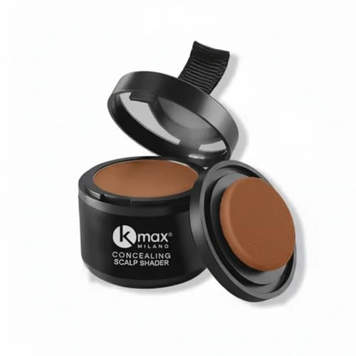 Kmax mini Scalp Shader polvere per capelli copre diradamento, calvizie e ricrescita, fondotinta per capelli effetto duraturo, mascara per capelli bianchi - Castano medio - Made in Italy