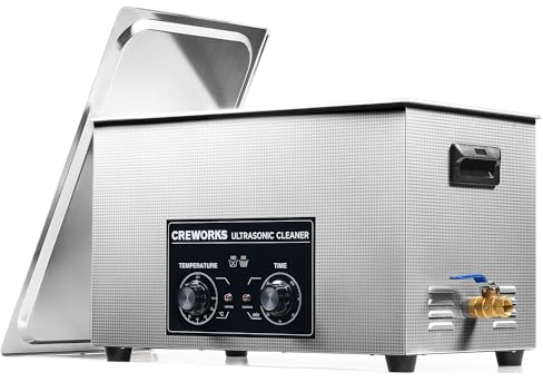 CREWORKS 30L Ultrasonic Cleaner with Heater and Timer, 600W Stainless Steel Ultrasonic Parts Cleaner with Degas & Gentle Modes, Ultrasound Machine with Knob Control for Auto Tool Parts