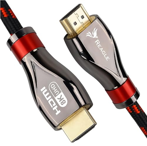 Reagle HDMI 2.1 Kabel 8K & 4K Ultra HD, Gaming, 48Gbps 8K@60Hz 4K@120Hz Kompatibel mit Konsole PS5 Xbox Series X S, OLED TV, DTS: X, HDCP 2.2 & 2.3, Dynamisches HDR 10 4:4:4, eARC, Dolby (5m)