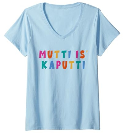 Damen Mutti Is Kaputti Mütter Geburt Baby Zuwachs Alltag Kaputti T-Shirt mit V-Ausschnitt