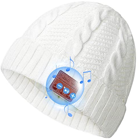Bonnet Bluetooth Femme avec Ecouteur Stéréo sans Fil, Idée Cadeau Musique, Cadeau de Noël Tech, Chaleureux d'hiver