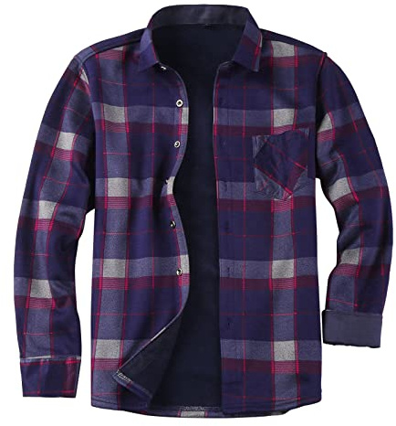 Generic Chemise Anthracite Hommes Hommes Hommes Automne et Hiver Mince Polaire Simple Boutonnage Chemise Lisse Imprimée Manches Longues Chemise Homme Chemise À Carreaux