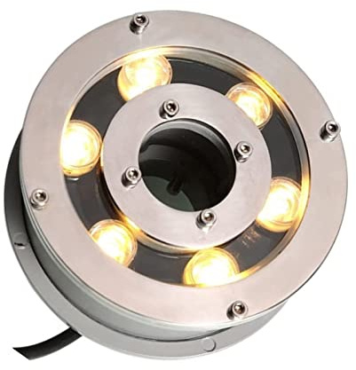 WZYJLyds LED Ring Brunnen Beleuchtung Licht, Einbaustrahler Unterwasser, LED-Ring-Brunnen-Unterwasserlicht, 6W IP68 wasserdichte Tauchlicht-Brunnen-Lampe, 7 Farben(Kaltes Weiß,12V)