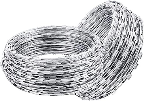 BESNUT Edelstahl-Stacheldrahtzaun, doppelt spiralförmiger, verschlüsselter Edelstahl-Stacheldrahtzaun, Anti-Kletter-Sicherheitszaun, Nicht leicht zu berühren, Länge 10 m