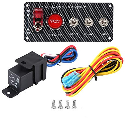 Pannello Interruttore di Accensione Motore Auto da Corsa 12V Pulsante di Avviamento Attiva/Disattiva Modifica/Installazione/Prestazioni Dell'auto in Fibra di Carbonio