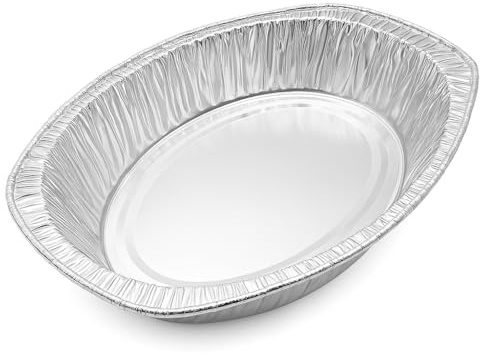 Best House Large Oval Roasting Dish Pans, Aluminium Foil Baking Tray, for Chicken, Meat, Brisket, Roasting & Baking (L 44.8 X W 34 X H 8 CM) (Pack of 10)