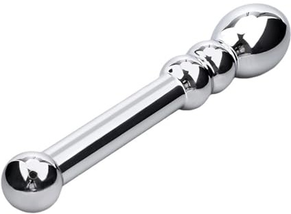 Metall Doppelt Ended Massage Anal Kugeln Mehrzweck Anal Plug Dildo Buttplug Massage Rod G-Punkt Masturbator Analdildo Vagina Stimulator Anal Dilatator Sm Sexspielzeug für Männer Frauen,Silber,L