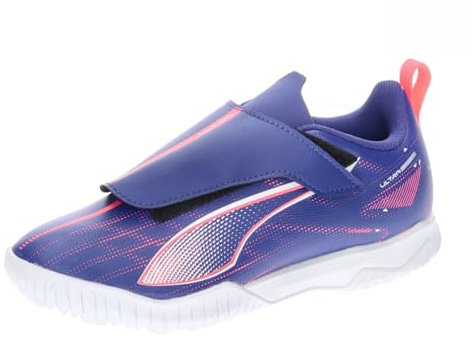 Puma Unisex Kids Ultra 5 Play V TT JR Soccer Shoe, Lapis Lazuli-Puma White-Sunset Glow, 35 EU