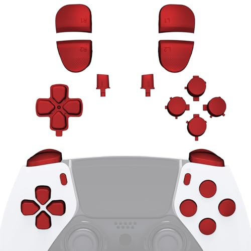 eXtremeRate Replacement Full Set Buttons Compatible with ps5 Edge Controller, Scarlet Red D-pad Share Options Home Face Buttons R1 L1 R2 L2 Triggers Compatible with ps5 Edge Controller