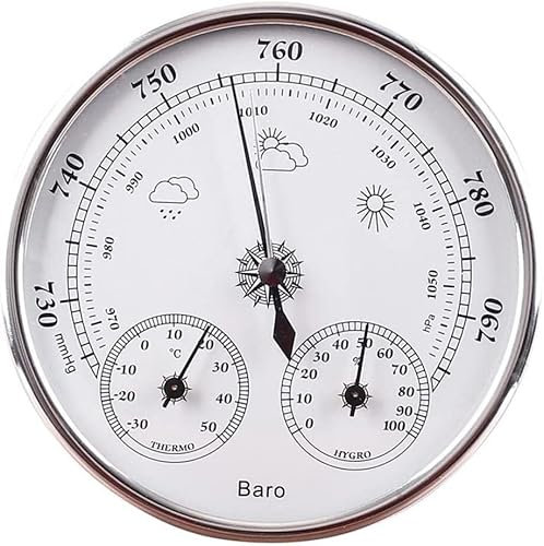 OUSIKA Barómetro, Estación meteorológica tradicional Estación meteorológica tradicional Barómetro tradicional Estación meteorológica analógica, Barómetros de 5 pulgadas, con temperatura y humedad Baró