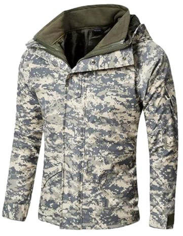 Ornrjfll Windbreaker-Jacke Woodland Camo für Herren, taktische Ausrüstung, Outdoor-Jagdbekleidung, Acu, XXL