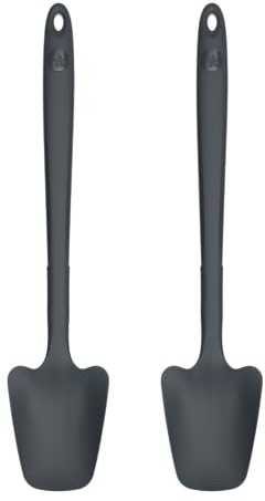 Kochblume Restelöffel M | Flexibles Silikon & Edelstahl | 25cm | BPA-frei, Hitzebeständig bis 260°C, Spülmaschinenfest | Ideal für Nutella, Marmelade, Babygerecht | Farbe: Anthrazit, 2er Set