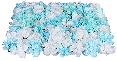 innytund Künstliche Blume 12pcs Künstliche Hängende Weiß Hellblau Floral Fake Dahlie Tracery Wand Brautstrauß Seide für DIY Hochzeit Sträuße Mittelstücke Party Home Office Dekorationen, 60x40cm