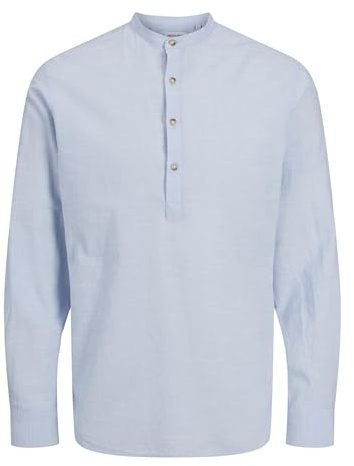JJESUMMER Halv Placket Shirt LS SN, Chambray Blue, M