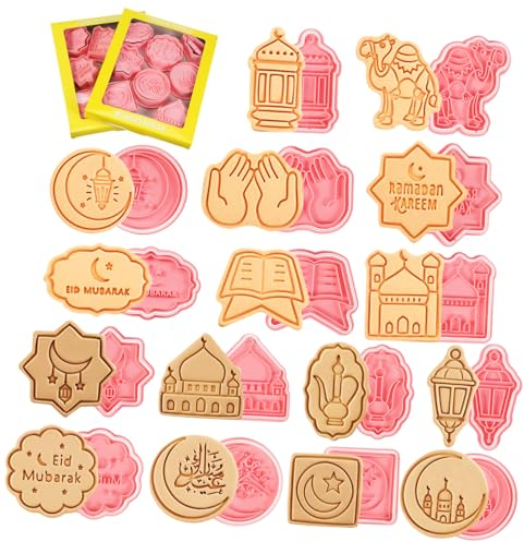 COLLBATH 16-teilige Ausstechformen Für Eid Mubarak Keksformen Aus Pp Fondantausstecher Zum Backen Keksausstecher Für Verschiedene Lebensmittel