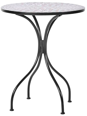 Beliani Gartentisch Metall schwarz Mosaik Muster 60 cm rund Casario