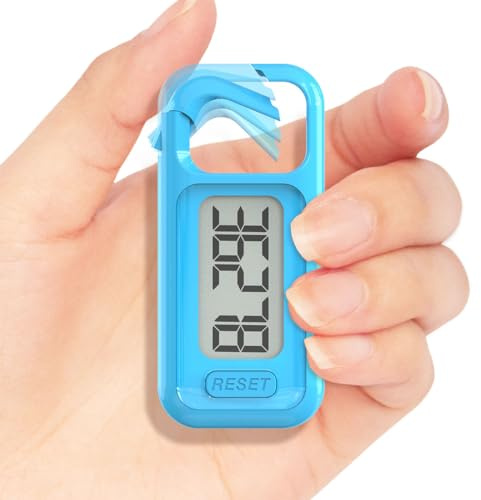 Simple Walking 3D Pedometer, Portable Carabiner Step Counter, Steps Tracker with Neck Lanyard for Seniors Men Women