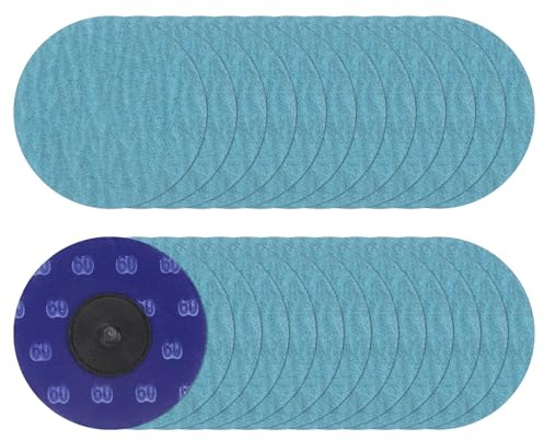 sourcing map 25pcs Quick Change Sanding Discs 3 60 Grit R-Type Roll Lock Zirconia Conditioning Disc Sandpaper for Die Grinder Grinding Fast Cutting, Blue Green