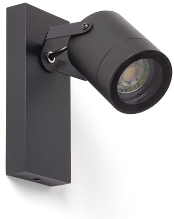 LEDKIA Aplique de Pared Exterior Orientable Aluminio 1 Foco Midway Negro | CasquilloGU10