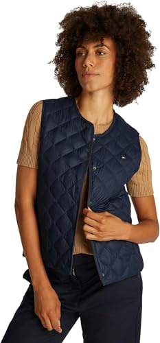 Tommy Hilfiger Chaleco Mujer Down Quilted Collarless Vest Fino, Azul (Dark Night Navy), XS