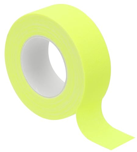 PATIKIL 1 inch x 33 feet Neon Gaffer Cloth Tape, 1 Roll Fluorescent Adhesive Tape UV Black Light Glow Tape for UV Party, Yellow