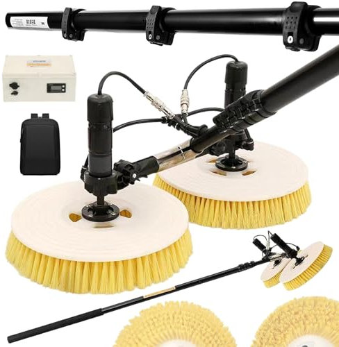 Eastnmythet Solar PV Panel Cleaning Robot 110V-240V, 3.5m/5.5m/7.5m Water Fed Telescopic Brush, Electric Dual Head Window Cleaning Kit,Lithium Battery-3.5m/11ft