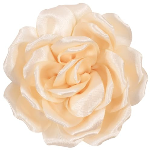 Mecool Haarklammer große Rose Brosche Brosche Blume Kopfblume Haarklammer Mädchen Hochzeit Party Accessoires - Beige Weiße, 1 stück (1er Pack)
