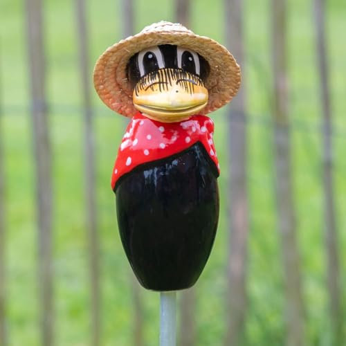 Tangoo Keramik Rabe klein rotes Halstuch für den Garten/Gartenstecker