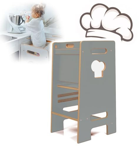 PaLulli® Höhenverstellbarer Montessori Lernturm ab 1 Jahr mit Kippschutz – 3-stufiger Learning Tower für Jungen & Mädchen – Sicherer Küchenhelfer Tritthocker für Kinder