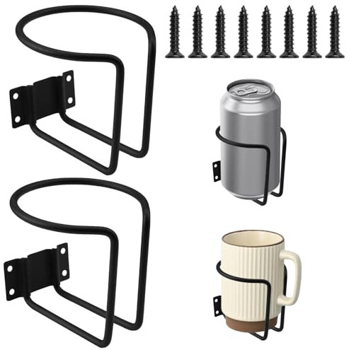 2 Pezzi Portabevande Per Barche, Portabevande Per Auto Barca In Acciaio Inox, Portabicchieri Da Appendere All'Auto con Viti, Universale 8cm di Diametro, per Auto, Barche, Camion e Caravan (Nero)