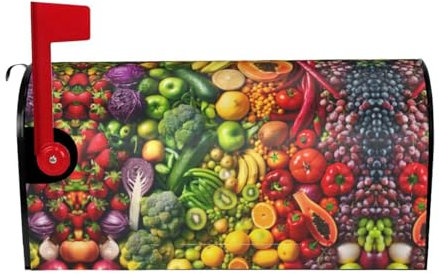 Briefkastenabdeckung mit Regenbogen-Druck für Gemüse und Obst, strapazierfähiges Oxford-Gewebe für amerikanische Standard- und große Briefkästen