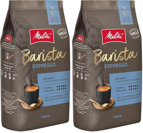 Melitta Barista Classic Espresso, Café en Grains Entiers 1 Kg, Non Moulu, Café en Grains pour Machines à Café Entièrement Automatiques, Torréfaction Forte, Intensité 5 (Lot de 2)