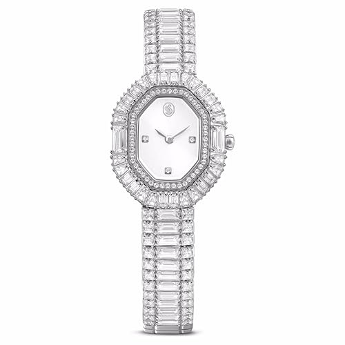 Swarovski Matrix Octagon Uhr 5724516 Baguette Größe, Metallarmband, Silberton, Edelstahl