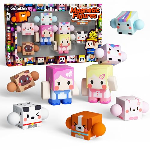 GobiDex Magnetische Bausteine Figuren 8 Stück | Einhorn Figuren für Magnetbausteine, Magnetspielzeug & Baukasten Set für Kinder ab 3-10 Jahren