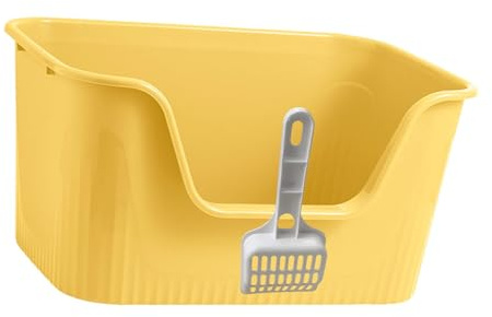 ter trlitay ， Kattsandpanna med öppen topp Kattsandsbassäng Kitty ströpanna Nonstick sållande ströboxar for alla typer av kattsand,(Yellow)