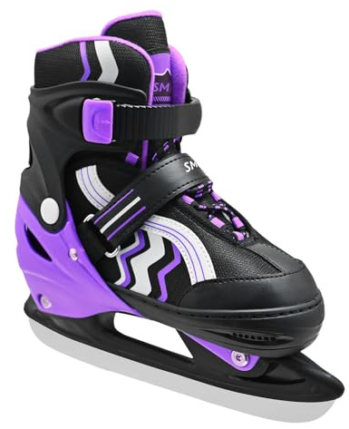 SMOOJOY Adjustable Ice Skates for Kids Boys Girls, Smooth Blades Iceskates, Breathable Fabric and Comfortable Lining Ice Skates, Hockey Skates Shoes for Ages 5-8, Outdoor and Indoor Rink