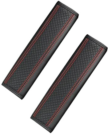 2PCS Car Seat Belt Cover for Nissan Teana 2008-2012, Wear-Resistant Vehicle Seatbelt Strap Cushion Shoulder Pad Accessories,Black-Red