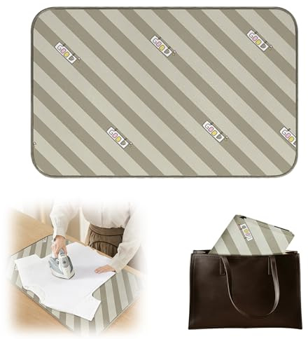 Telo per Stirare Sul Tavolo, 70x40 cm, Telo da stiro per tavolo, tappetino da stiro portatile antiscivolo resistente al calore con protezione dal vapore, adatto per tavoli,letti e spazi ridotti, verde