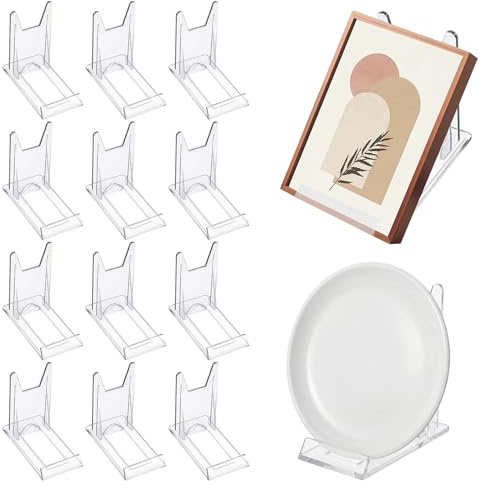 HZZON 12 Stück Acryl Ständer Kunststoff Tellerständer Aufsteller tänder Verstellbar Schallplattenständer Deko Aufsteller Ständer Tellerhalter für Buchaufsteller Elektronische Produkte Fotodisplays