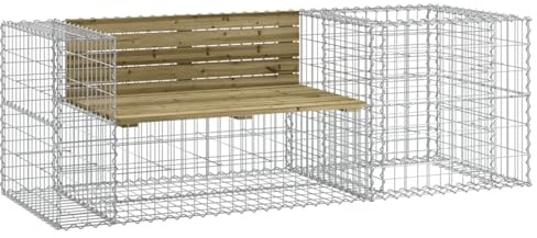 Swpsd Garden Bench with Gabion Basket Impregnated Wood Pine Gabions Model3196244