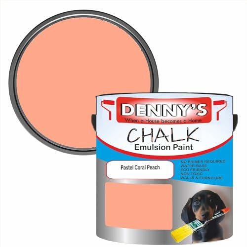 Premium Interior Wall & Furniture Chalk Paint – Pastel Coral Peach – Rich Matt Finish, Durable & Washable, Low Odour, Ideal for Living Rooms, Bedrooms & Hallways (250ML Tin)