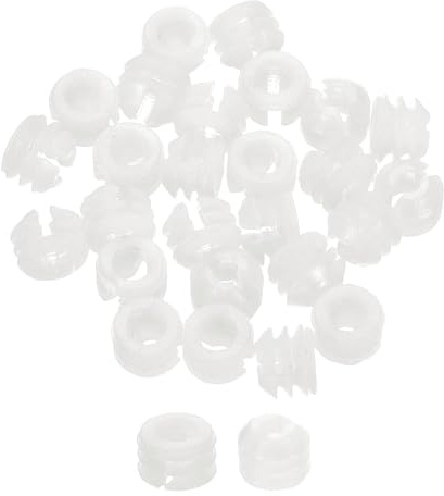 QUARKZMAN 100Pcs 0.42x0.33 Goujons De Charnière, Insert En Plastique Avec Filetage Pour Charnières De Porte D'armoire Connexions De Meubles, Blanc