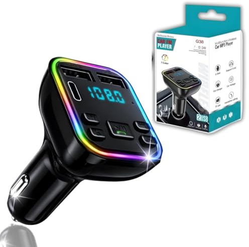 Bluetooth 5.3 FM Transmitter Car Adapter, PD 36W & QC 3.1 Car Cigarette Lighter Multi Socket Fast Charge, Dual USB+1 Type-C Radio Receiver FM Transmitter Wireless Handsfree Phone Car Accessories Kit.