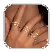 Diamday 8 Piezas Anillos Acero Inoxidable Mujer 1MM Impermeable Anillo Plata Oro Alianzas de Matrimonio Anillos de Compromiso Fino Simple Pulgar Nudillos Anillo Plata Mujer