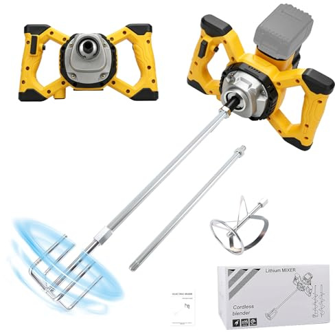 Mélangeur de ciment sans fil compatible avec batterie Dewalt 20 V, mélangeur à palette sans balais 680 tr/min avec 6 vitesses, agitateur à béton électrique pour mélanger le fourrage mortier, peinture