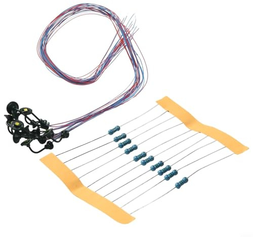 10 Stück Hängelampen für Modellbahn HO 1:87, Außenwand Laterne für Mit Schwanenhals, LED Warmweiß 3V, inkl. Widerstände für 9-18V, Stahlmast Zubehör