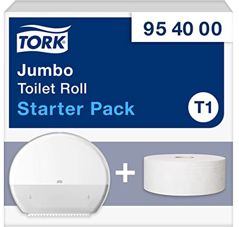 Tork Jumbo Starter Pack toalettrulle - 954000 - T1 + påfyllning av toalettpapper (360 m)