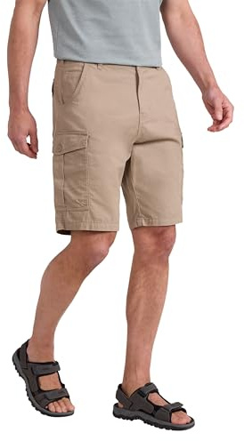 Mountain Warehouse Lakeside Mens Shorts - 100% Durable Twill Cotton Cargo Shorts, Durable Shorts, 6 Pockets - Spring Summer, Walking, Running, Hiking & Camping Beige Men's W38